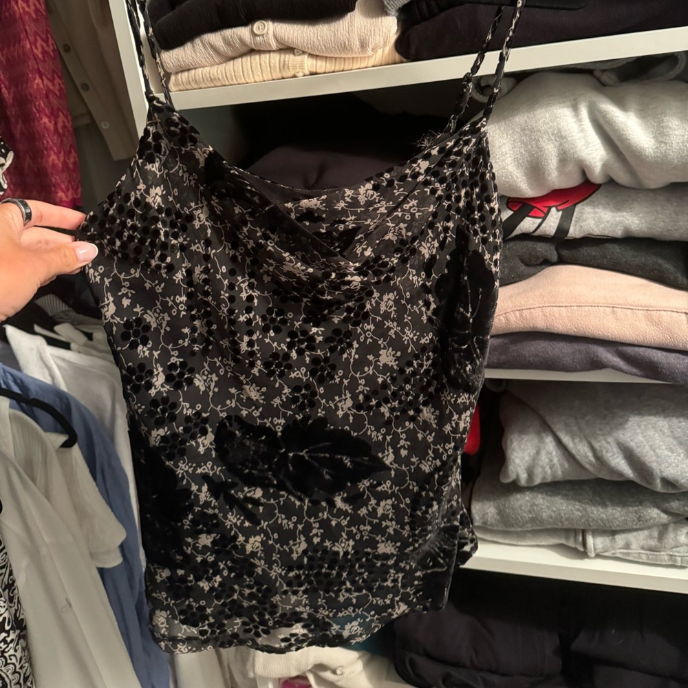 Floral Black Velvet Women's Top